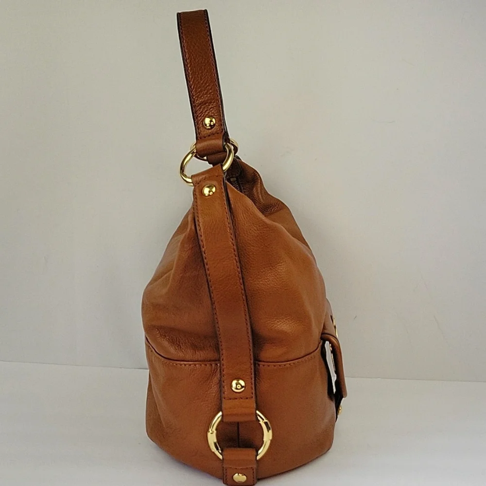 Michael Kors Fulton Pebbled Leather Hobo Bag Brown